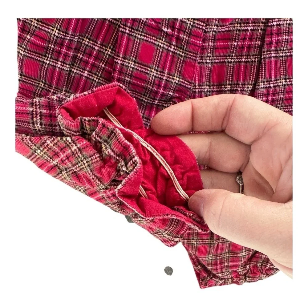 Retro Baby Girl Red Plaid Corduroy Romper and Turtleneck
